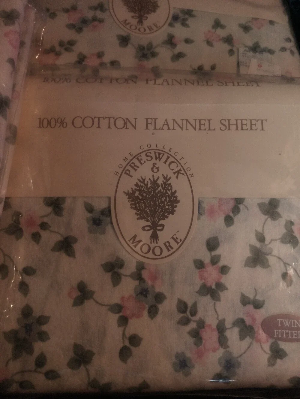 Vintage Preswick & Moore Sheet Set Twin Fitted Flat Pillow Cases NWT Floral New